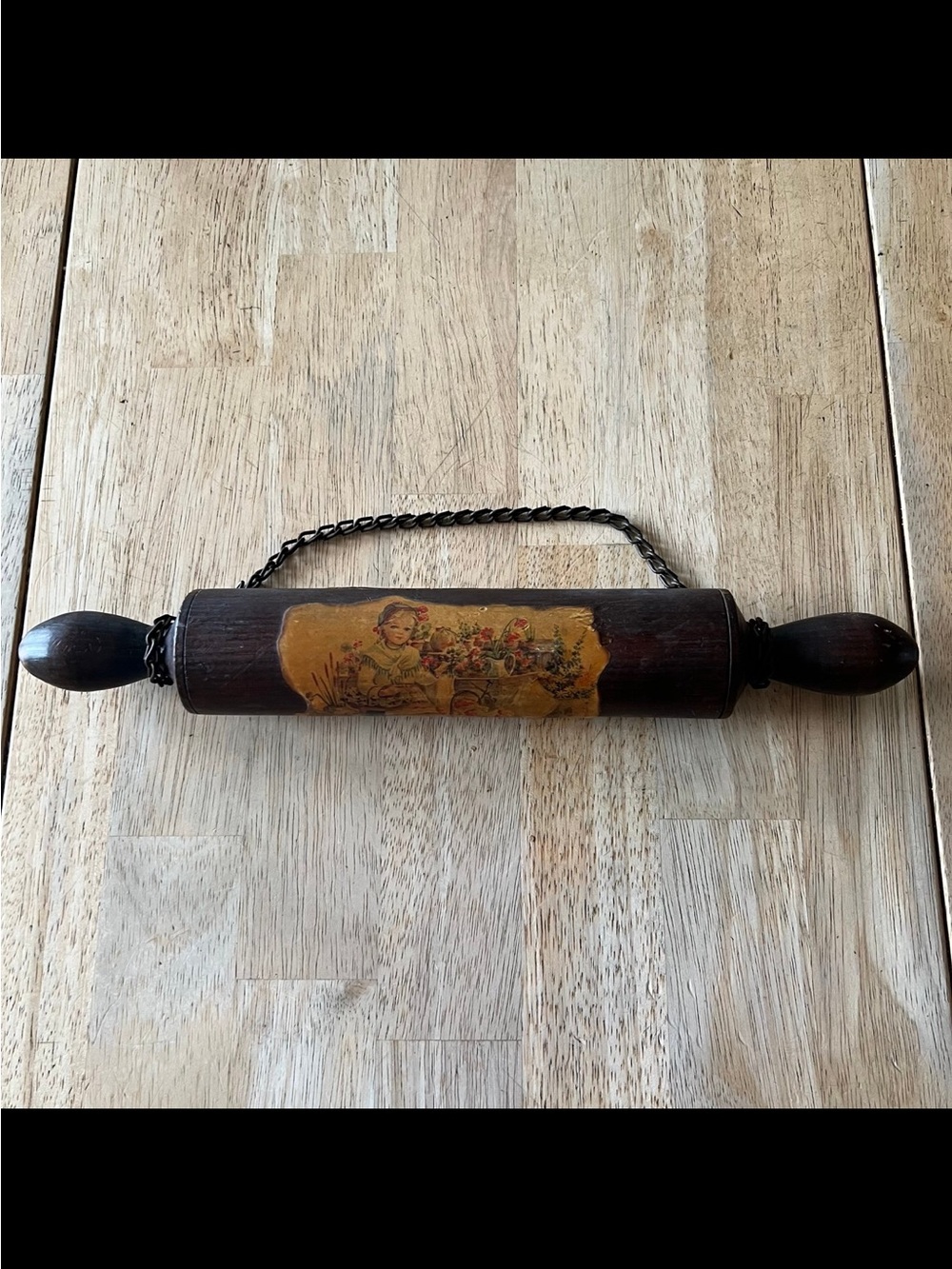 Vintage Decorative Rolling Pin with Chain
